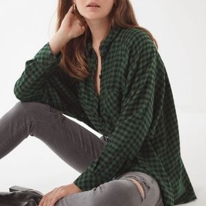 UO Brendan Drapey Flannel Button-Down Shirt